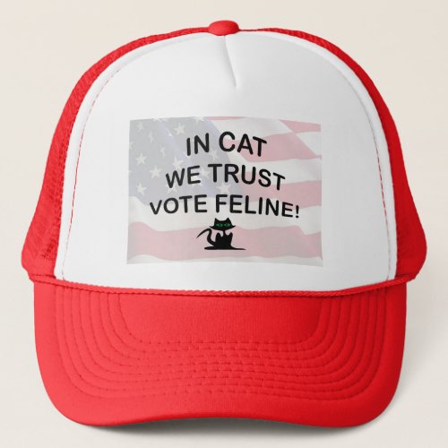 Vote Cat with American Flag Trucker Hat