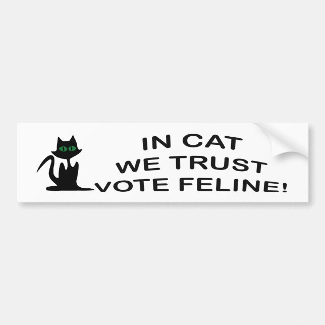 Vote Cat with Black Text Bumper Sticker (Front)