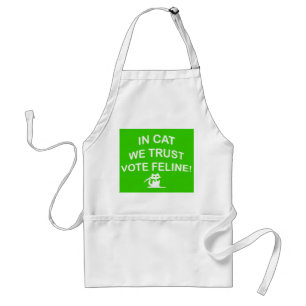 Vote Cat with White Text Adult Apron