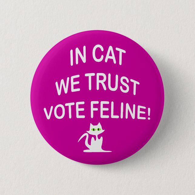 Vote Cat with White Text Button (Front)
