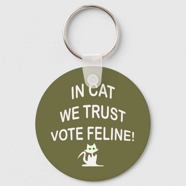 Vote Cat with White Text Keychain (Front)