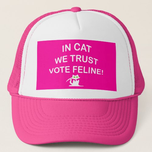 Vote Cat with White Text Trucker Hat