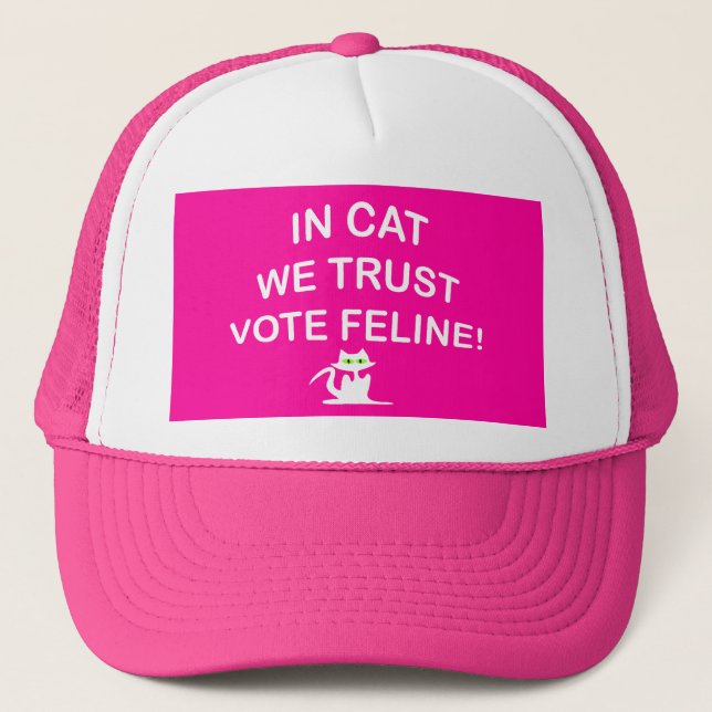 Vote Cat with White Text Trucker Hat (Front)