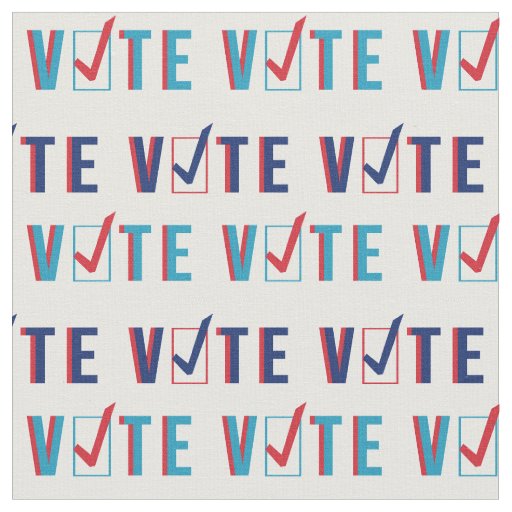 Vote check mark white pattern fabric