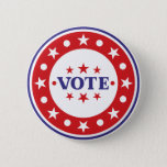 Vote | Classic Red White And Blue Modern Political Button at Zazzle