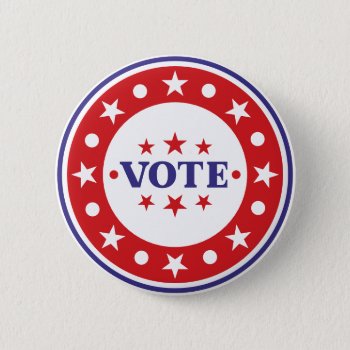 Vote | Classic Red White And Blue Modern Political Button by Fharrynesque at Zazzle