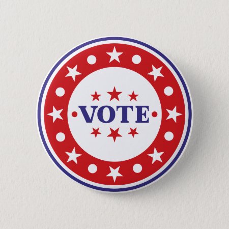 Vote | Classic Red White And Blue Modern Political Button