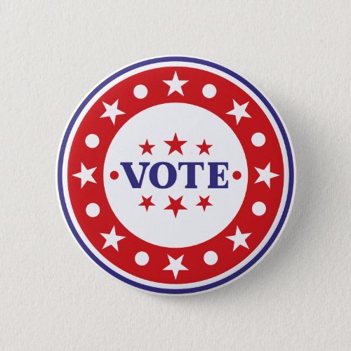 Vote  Classic Red White and Blue Modern Political Button