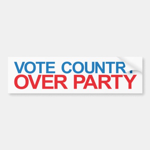 VOTE COUNTRY OVER PARTY BUMPER STICKER