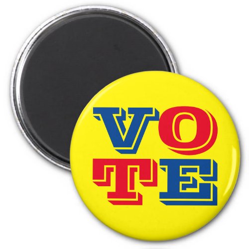 VOTE Custom Text and Colors Blue Red Yellow Magnet