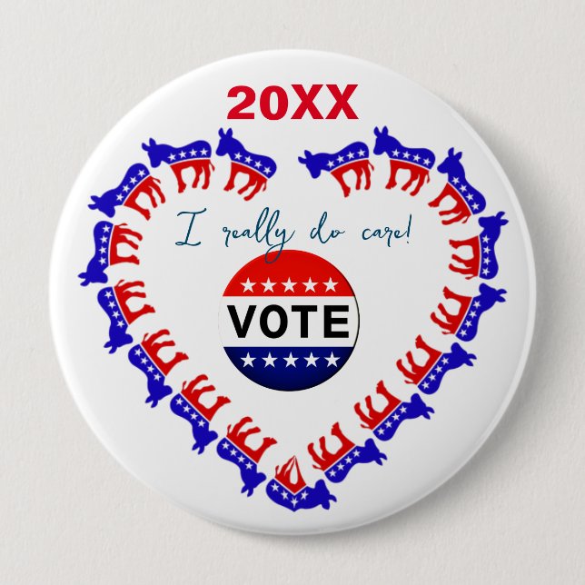 Vote Customizable Democratic Button (Front)