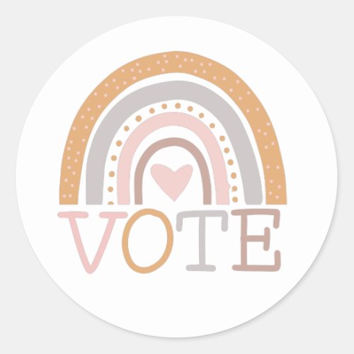 Vote  Cute Pastel Rainbow Text Design Classic Round Sticker