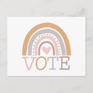 Vote   Cute Pastel Rainbow Text Design Postcard