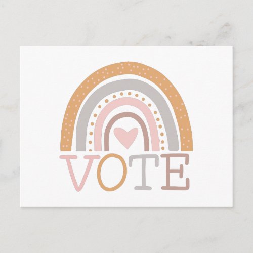 Vote  Cute Pastel Rainbow Text Design Postcard