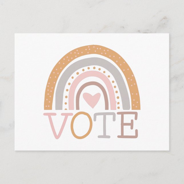 Vote | Cute Pastel Rainbow Text Design Postcard (Front)