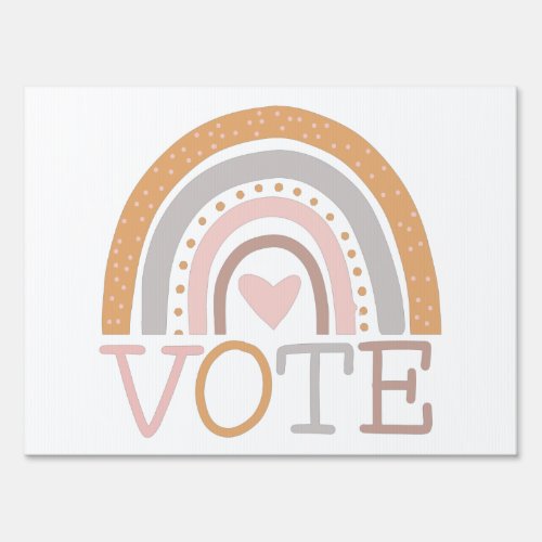 Vote  Cute Pastel Rainbow Text Design Sign