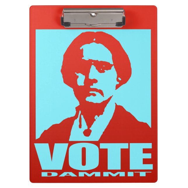 Vote Dammit Red & Aqua Susan B. Anthony Clipboard (Front)