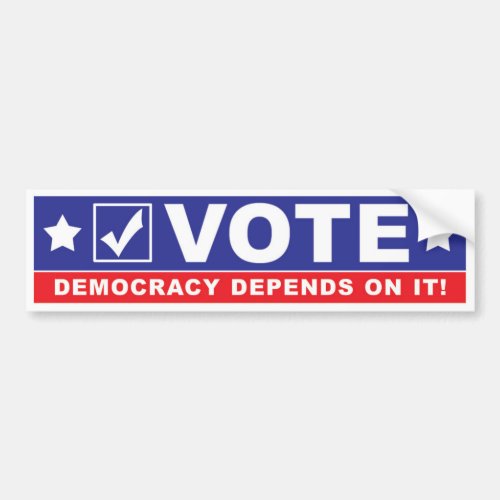 VOTE _ Democracy Depends On It _ Bumpersticker Bumper Sticker