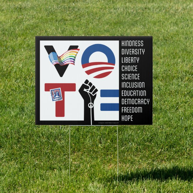 VOTE Democracy, Kindness, Science and Equality Sign (Insitu)