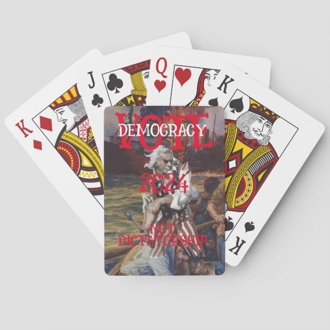 VOTE DEMOCRACY NOT DICTATORSHIP 2024 POKER CARDS (Back)