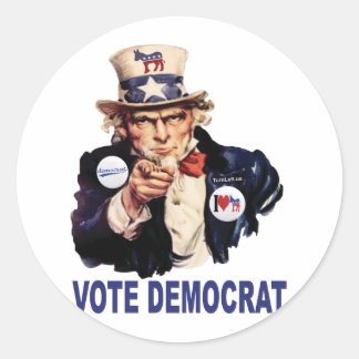 VOTE DEMOCRAT CLASSIC ROUND STICKER