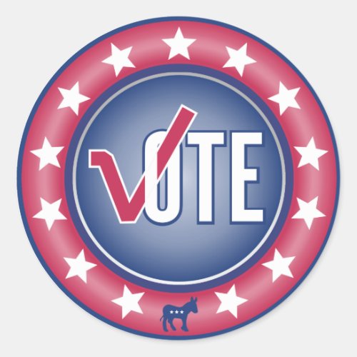 Vote Democrat Classic Round Sticker