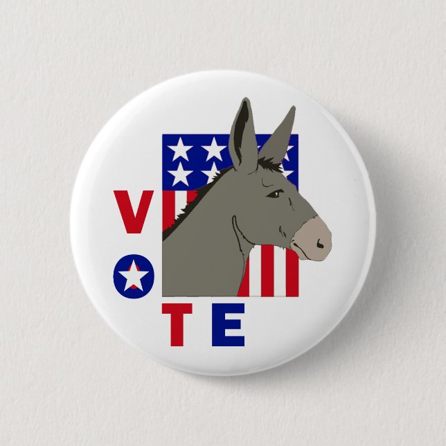 VOTE DEMOCRAT DONKEY BUTTON (Front)