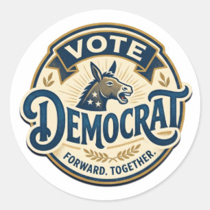 Vote Democrat Forward Together – Vintage Patriotic Classic Round Sticker