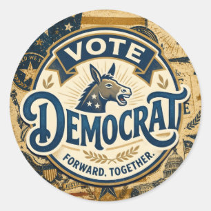 Vote Democrat Forward Together – Vintage Patriotic Classic Round Sticker