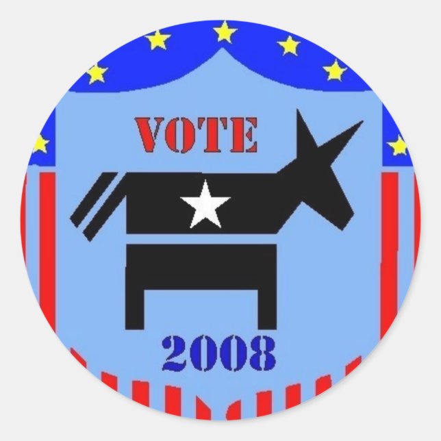 VOTE DEMOCRAT IN 2008 STICKERS POLITICS (Front)