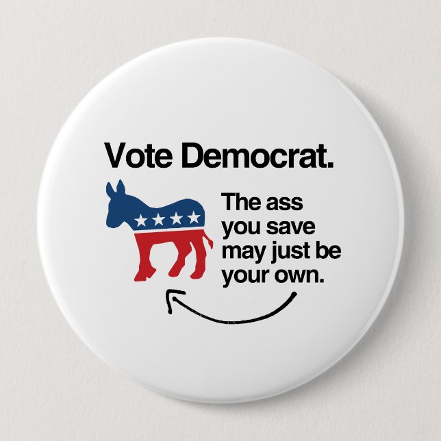 VOTE DEMOCRAT -.png Pinback Button (Front)