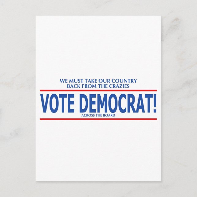VOTE DEMOCRAT! POSTCARD (Front)