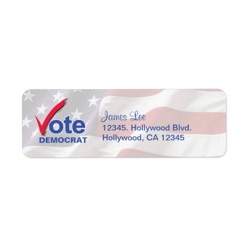 Vote Democrat Return Address Labels