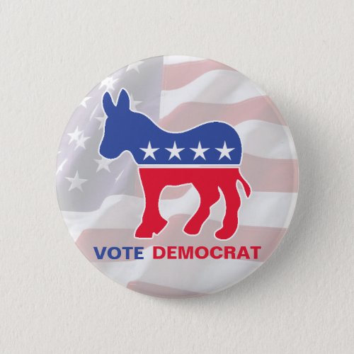 Vote Democrat With Donkey Pinback Button