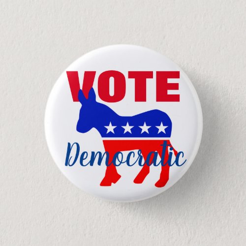 VOTE Democratic with Patriotic Donkey and Stars Button