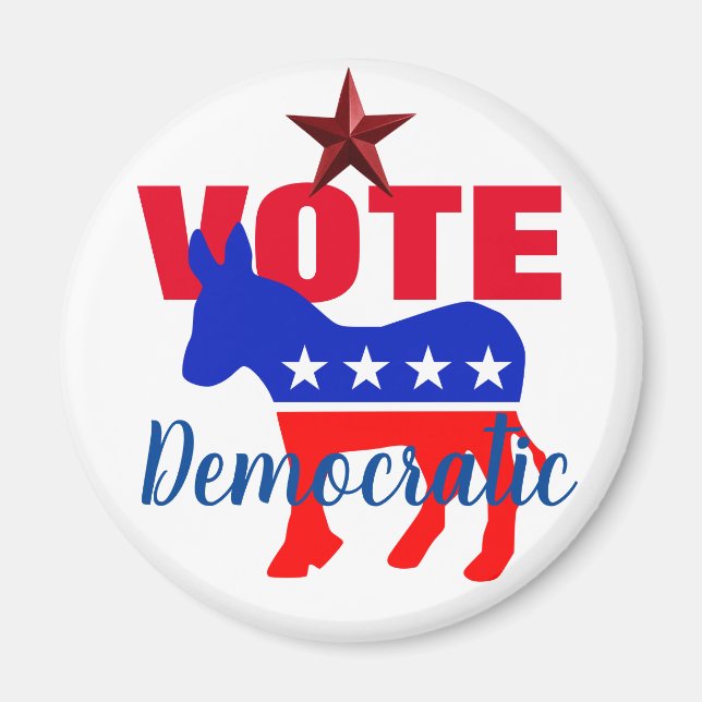 VOTE Democratic with Patriotic Donkey and Stars Magnet (Front)