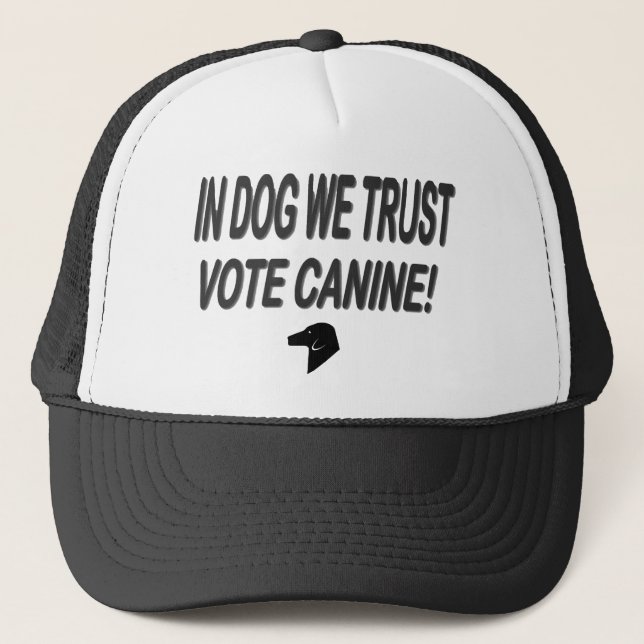 Vote Dog with Black Text Trucker Hat (Front)