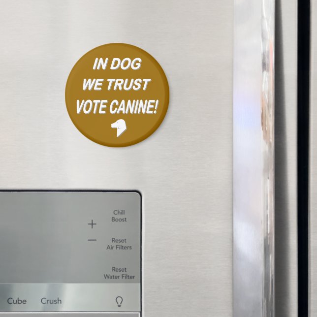 Vote Dog with White Text Magnet (In Situ (Fridge))
