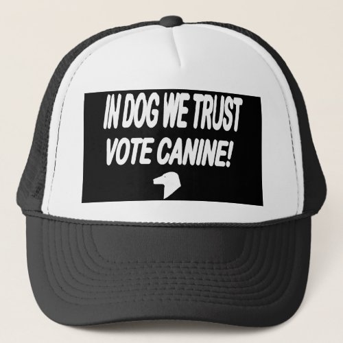 Vote Dog with White Text Trucker Hat