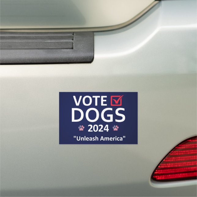 Vote Dogs 2024 - Unleash America Funny Election Car Magnet (In Situ)