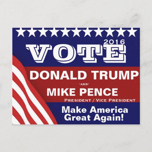 Vote Donald Trump and Mike Pence Postcard