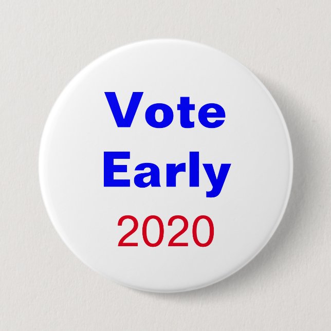 Vote Early Election 2026 Blue Red Politics Button (Front)