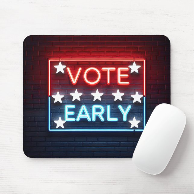 Vote Early Neon Sign Mouse Pad (With Mouse)