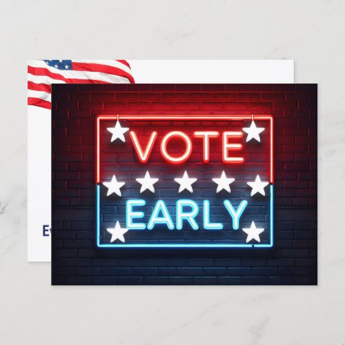 Vote Early Neon Sign Postcard