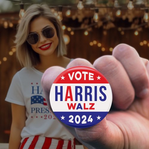 Vote Election 2024 Kamala Harris Walz Democrats Button