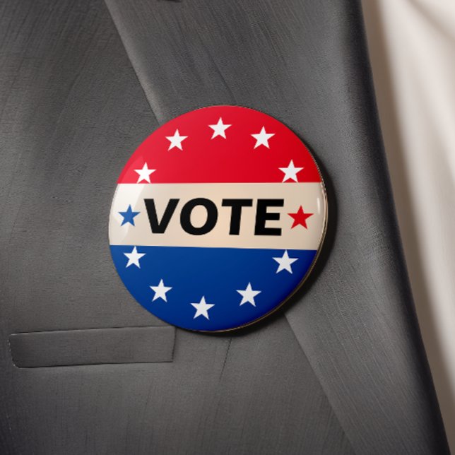 Vote Election America Politic Red White Blue  Button (Encourage others to vote with this stylish button—help remind everyone of their civic duty!)