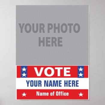 Vote Election Campaign Red White Blue Stars  Poster by Sideview at Zazzle