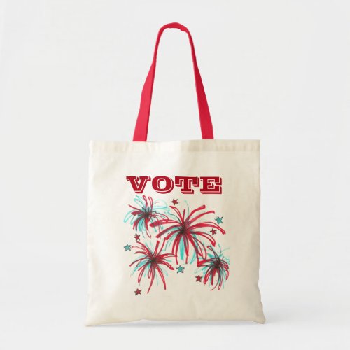 VOTE Election Day USA Voting Poll Worker Fireworks Tote Bag