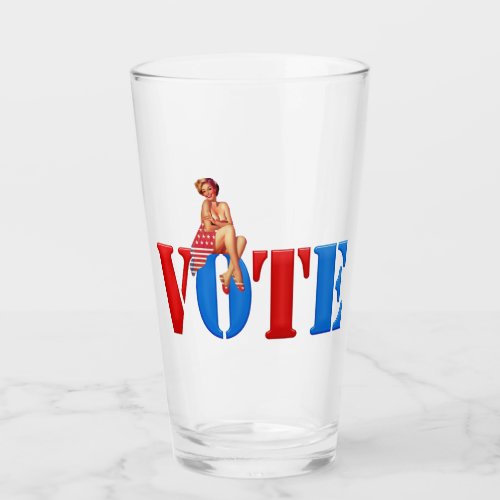 Vote Election Pin Up Girl Pint Glass