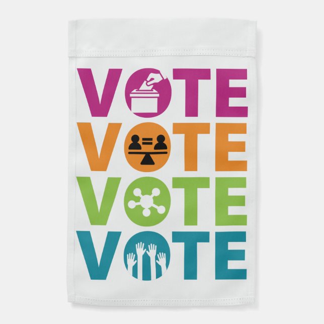 VOTE equality, science, diversity garden flag (Back)